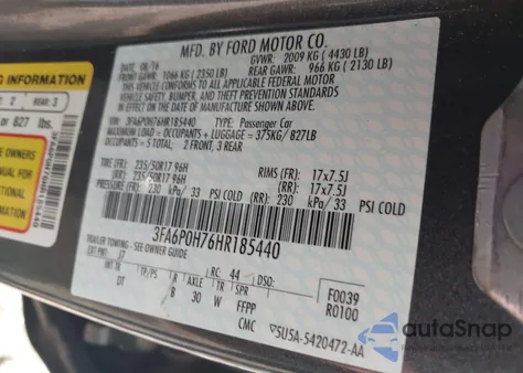 2017 Ford Fusion Se z USA, uszkodzony, nr VIN 3FA6P0H76HR185440